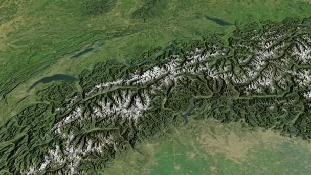 Швейцария, скольжение по карте, в общих чертах — стоковое видео