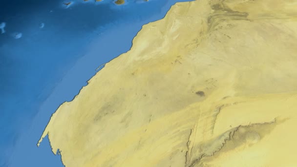 Western Sahara, glide over the map, outlined — Αρχείο Βίντεο