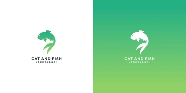 魚のロゴ入り猫 — ストックベクタ