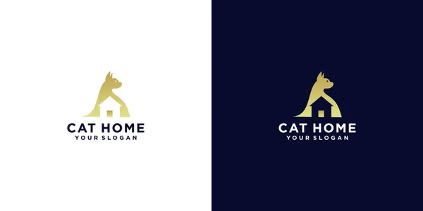 Γάτα Λογότυπο Στο Σπίτι — Διανυσματικό Αρχείο