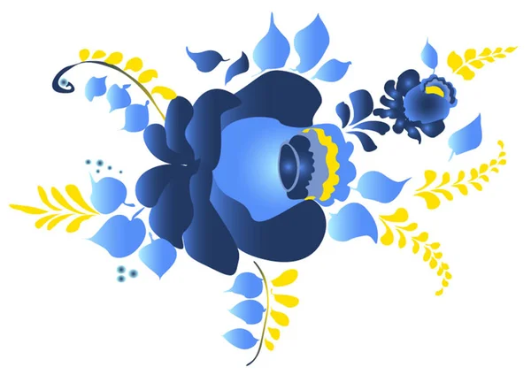 Květinové malby v modrém tónu — Stockový vektor