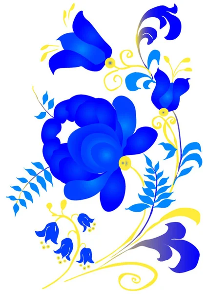 Květinové malby v modrém tónu Vektorová Grafika