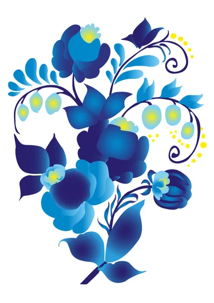 Modré květy se žlutou Vektorová Grafika
