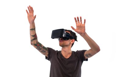Man with virtual reality glasses clipart