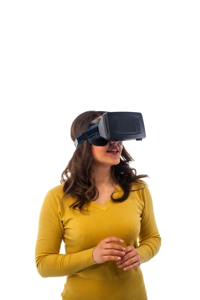 Mujer en auriculares de realidad virtual —  Fotos de Stock