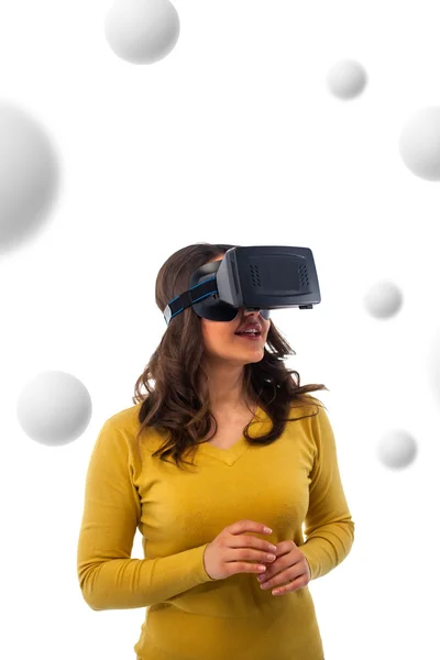 Mujer en auriculares de realidad virtual —  Fotos de Stock