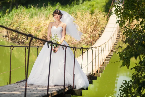 Novia en el puente —  Fotos de Stock