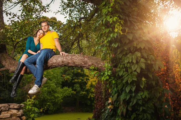 Couple in love in the forest