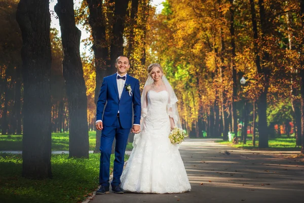 Παντρεμένο ζευγάρι, περίπατος στο πάρκο — Φωτογραφία Αρχείου