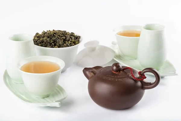 Set da tè isolato su bianco — Foto Stock