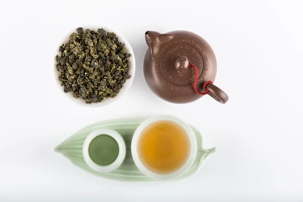 Yin e Yang tea set vista dall'alto — Foto Stock