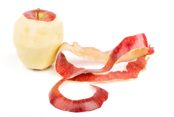 Peeled red apple isolated — Stockfoto
