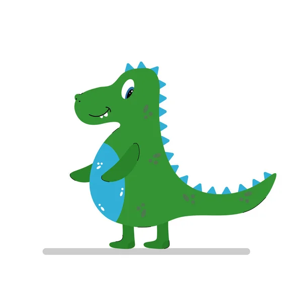 Lindo Bebé Dinosaurio Chico Dinosaurio Aislado Sobre Fondo Blanco Dibujos — Vector de stock