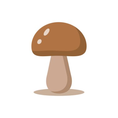Kahverengi şapkalı mantar. Beyaz bir arka planda izole edilmiş. Vektör düz resimleme