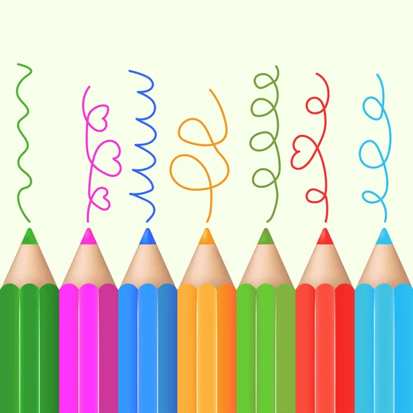 Colored Pencils Drawn Multi Colored Lines — Stock Vector