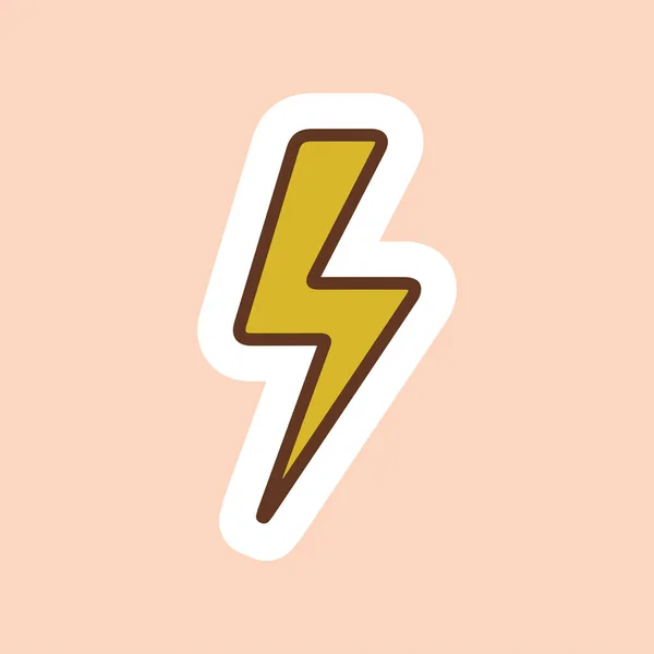 Lightning Icon Yellow Lightning Print Sticker Shirt Design High Voltage — Stock Vector