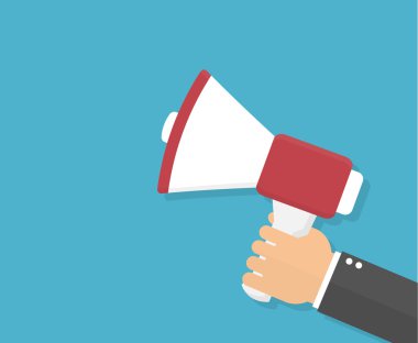 El tutma megafon. Düz stil