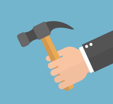 El tutma çekiç. düz stil