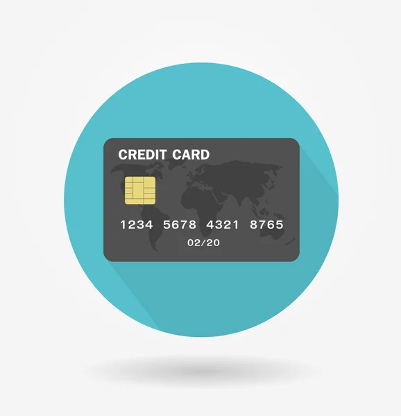Ícone de cartão de crédito com sombra longa — Vetor de Stock