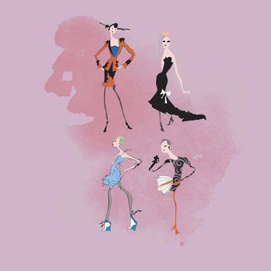 Moda tasarımcısı kadın eskizini ayarladı