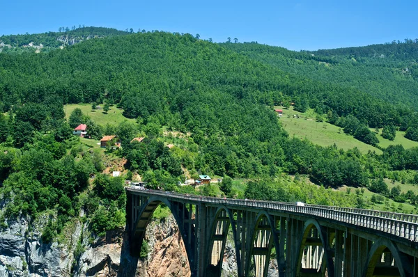 Djurdjevica tara Brücke in der Schlucht des Flusses Tara, Montenegro — Stockfoto