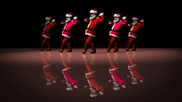 Fröhliche Weihnachtsmänner Tanzen Darstellung — Stockfoto
