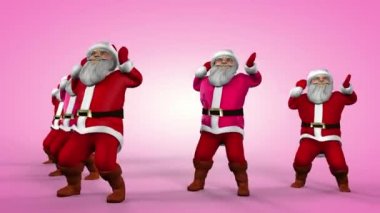 Mutlu Noel Baba 'lar dans ediyor. 3d oluşturma