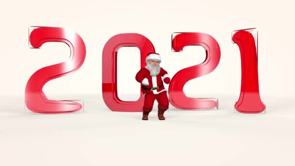 O Pai Natal alegre de fato vermelho está a dançar. Renderização 3d — Vídeo de Stock