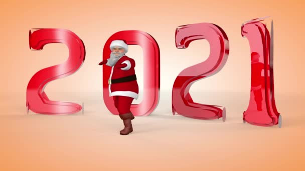 Wesoły Święty Mikołaj w czerwonym garniturze tańczy. 3d renderowanie — Wideo stockowe