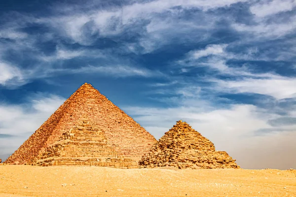 Antike Pyramide Des Mycerinus Menkaura Und Die Pyramiden Der Königinnen — Stockfoto