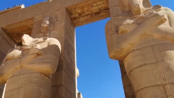 Ramesseum Świątynia Pamięci Faraona Ramzesa Xiii Wiek Część Nekropolii Tebańskiej — Wideo stockowe