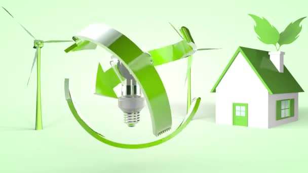 绿色生产和能源生态利用的概念 3D渲染 — 图库视频影像