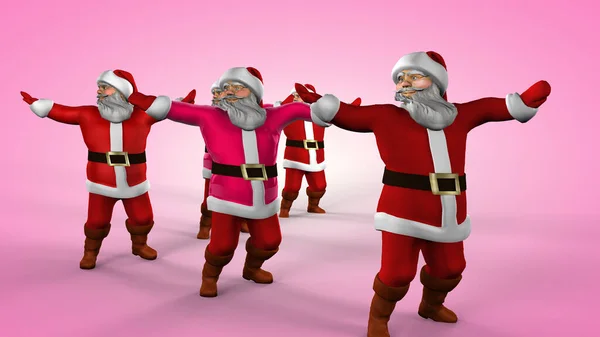 Fröhliche Weihnachtsmänner Tanzen Darstellung — Stockfoto