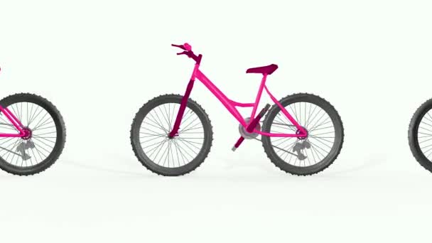 Fényes bicikli, végtelen kerékpárforgalom. 3D renderelés — Stock videók