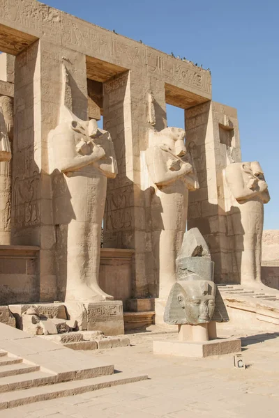 Ruins of the Egyptian temple of Ramesseum, the funeral temple of Pharaoh Ramses II XIII century BC , near the modern city of Luxor.