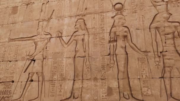 Руины древнего храма Гора в Эдфу, Египет — стоковое видео