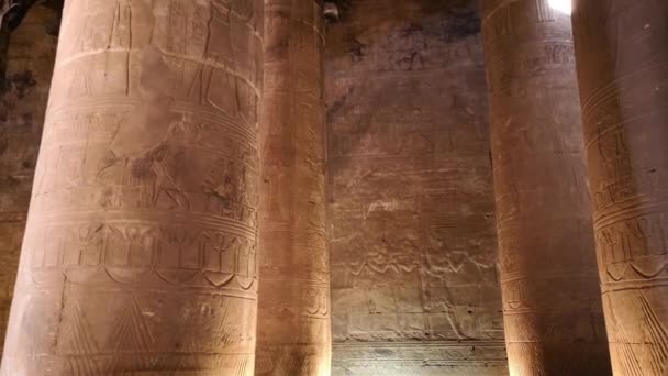 Zřícenina starověkého chrámu Hora v Edfu, Egypt — Stock video