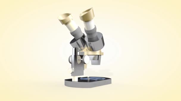 Moderne Mikroskope aus nächster Nähe. 3D-Rendering — Stockvideo