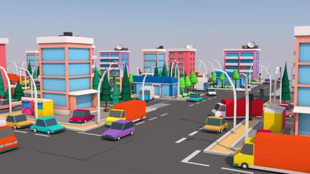 Зайнята міська автомагістраль. 3D візуалізація — стокове відео