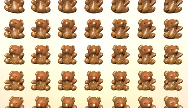 Animated Background Festive Chocolate Bears Rendering — Stock Photo, Image
