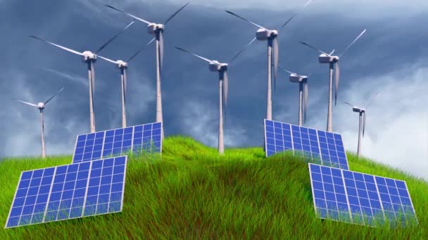Yeşil üretim ve enerji kullanımı kavramı. 3B görüntüleme — Stok video