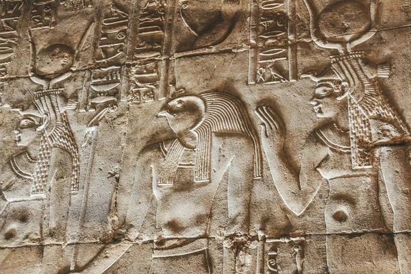 Flachreliefs Des Antiken Horus Tempels Edfu Ägypten — Stockfoto