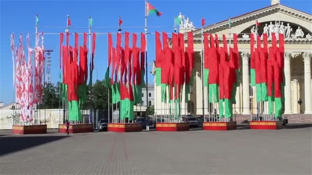 Minsk Símbolos Nacionales Días Festivos — Vídeo de stock