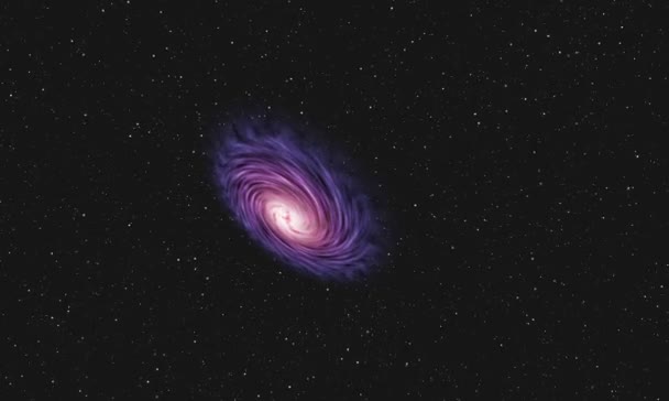 Fialový spirální galaxie ve vesmíru a pohyb hvězd.