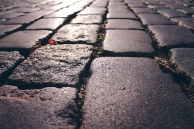 Cobblestones eski kasaba closeup kaldırım üzerinde arka plan