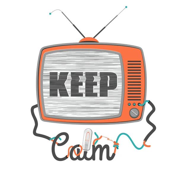 Sakin ol - eski tv arıza ekranlı illüstrasyon vektör