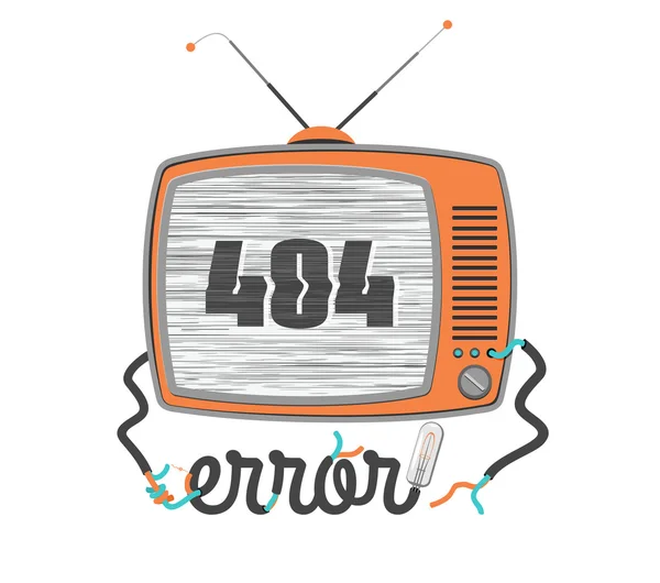 404 hatası, eski komik tv ile glitch perde, vektör çizim