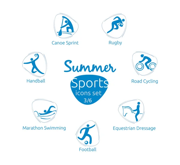 Conjunto de iconos deportivos de verano, 3 de 6, ilustración vectorial — Vector de stock
