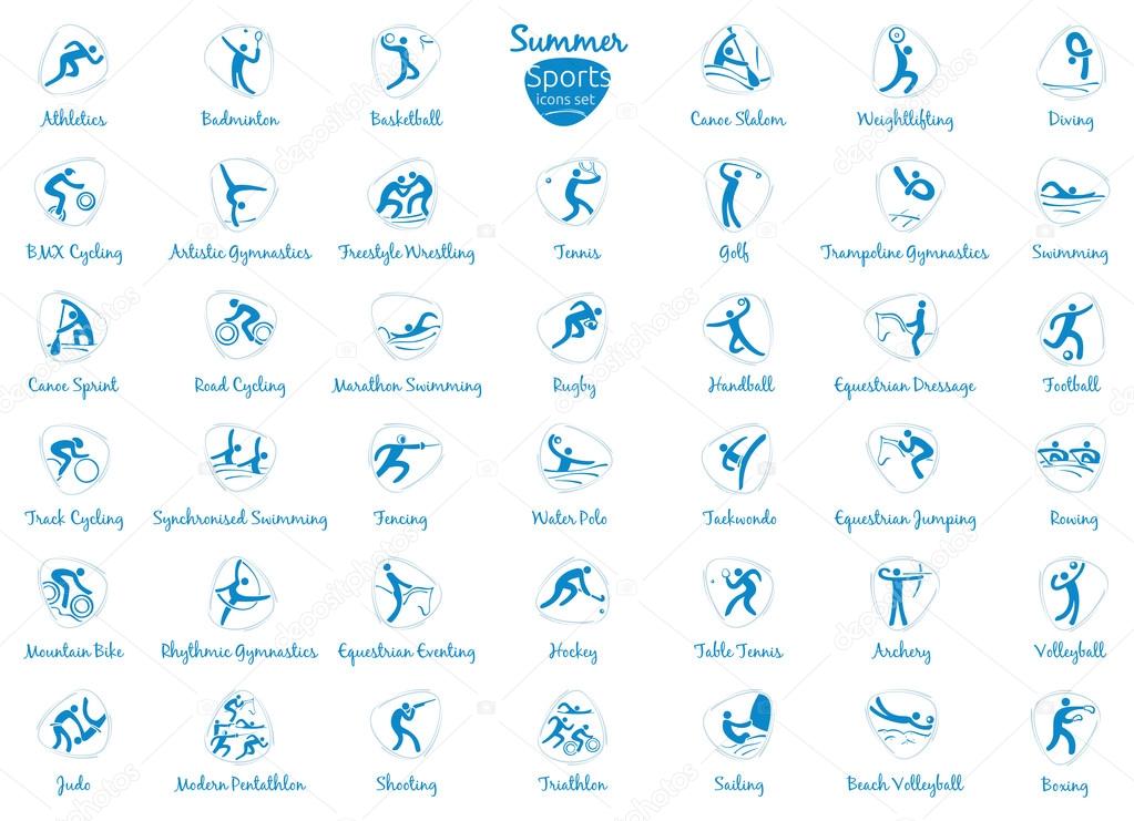 Summer sports icons set, vector pictograms for web, print and other projects.