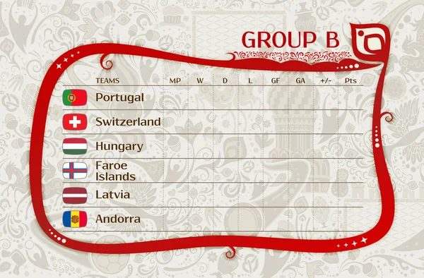 Grupo F Tabela Qualificatória Rússia 2018 Copa do Mundo Vector imagem  vetorial de pisanku© 180578806